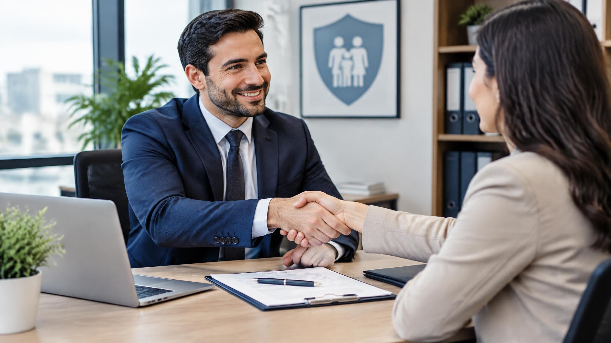 insurance agent negotiating with client