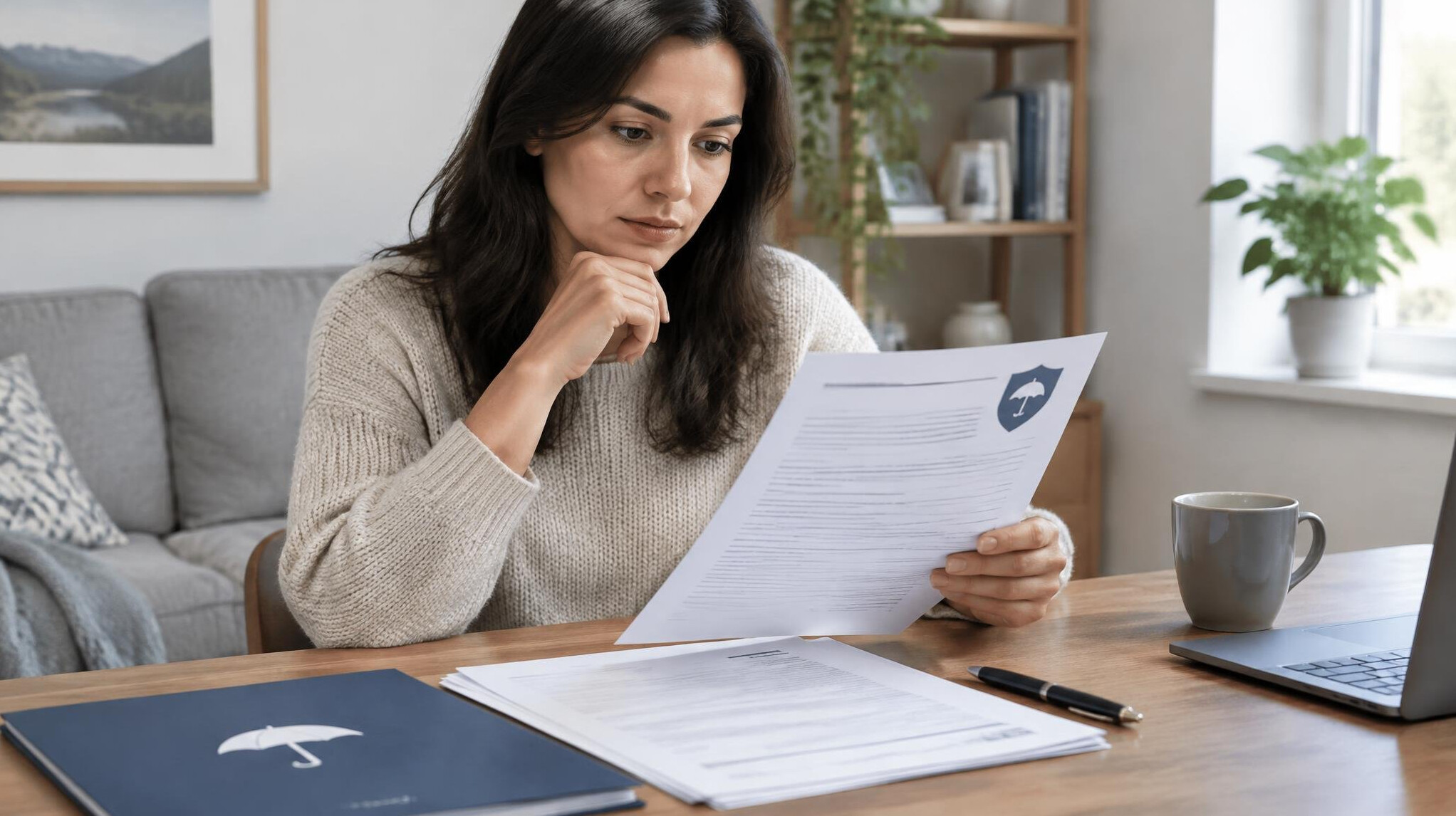 woman reviewing insurance documents